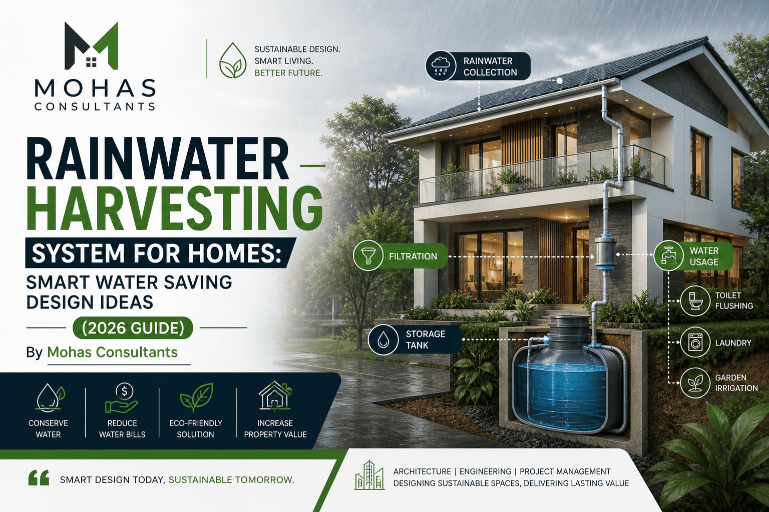 Rainwater Harvesting System for Homes: Smart Water Saving Design Ideas (2026 Guide) | Mohas Consultants